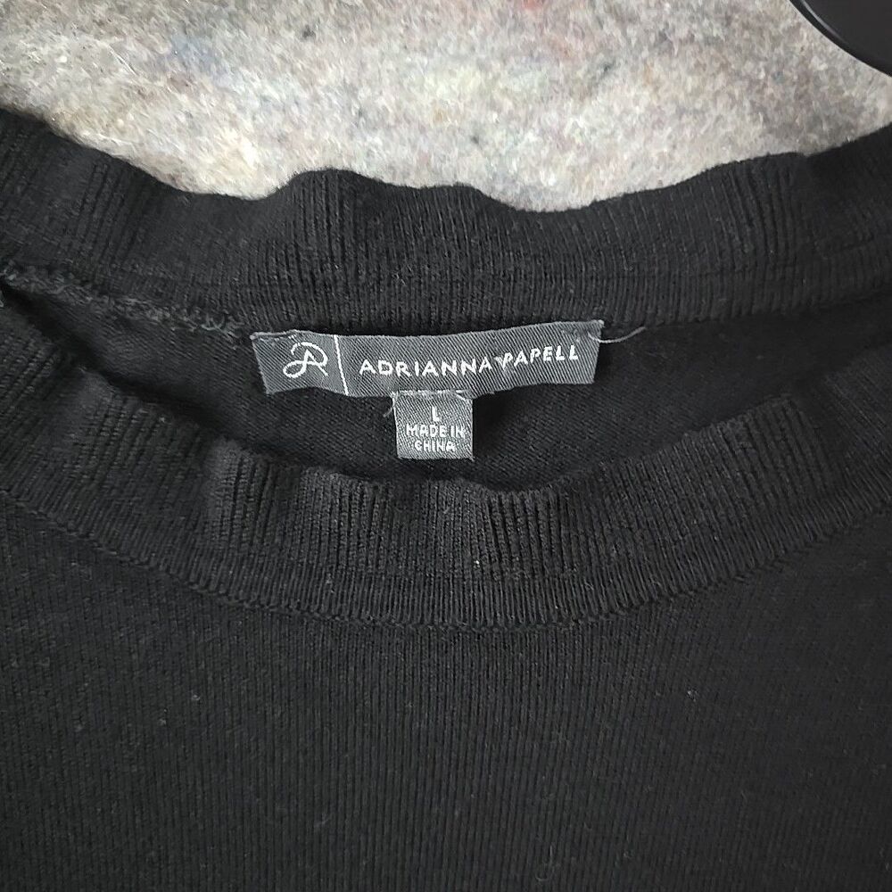 Adrianna Papell Black Long Sheer Dot Sleeve Light Sweater Womens sz L - Picture 10 of 12